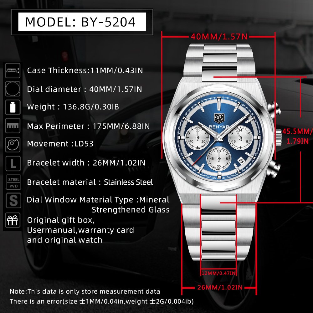 BENYAR 40MM reloj de cuarzo mu - Luxury Watch Second Hand reseña y precio